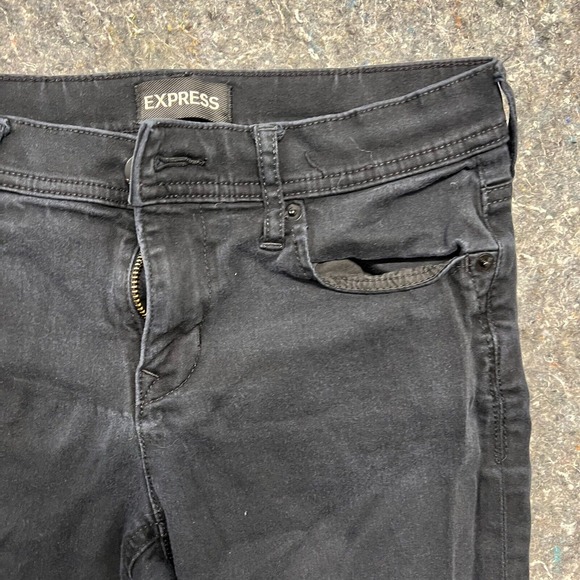 Express Womens Black Skinny Jeans Size 0 Mid Rise Stretch Denim Cropped Ankle - Picture 3 of 10